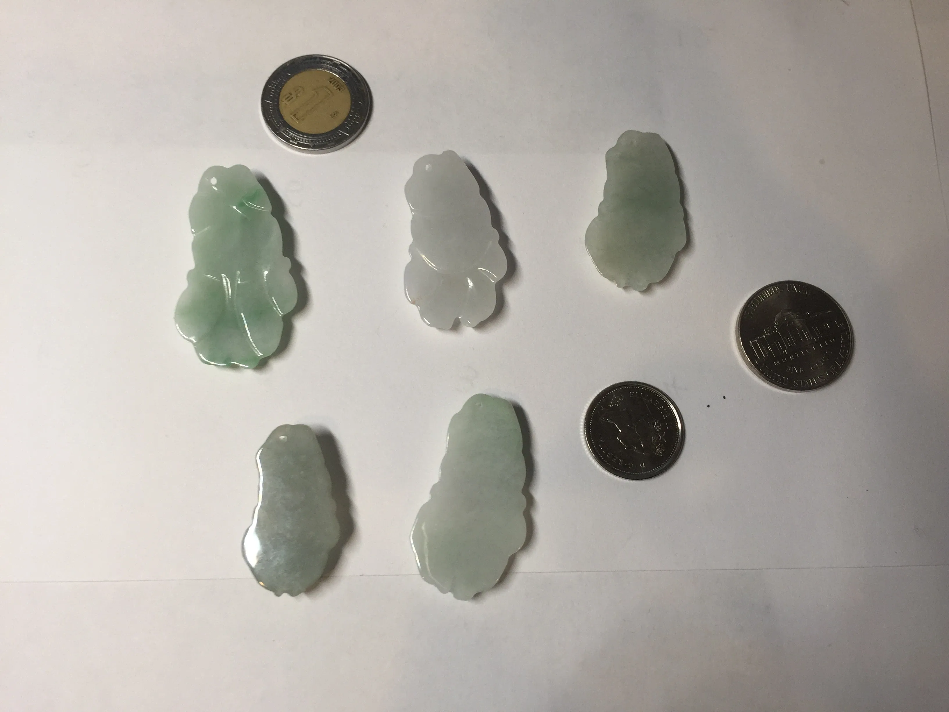 100% Natural clear sunny green gray  jadeite jade golden fish Pendant group BP109