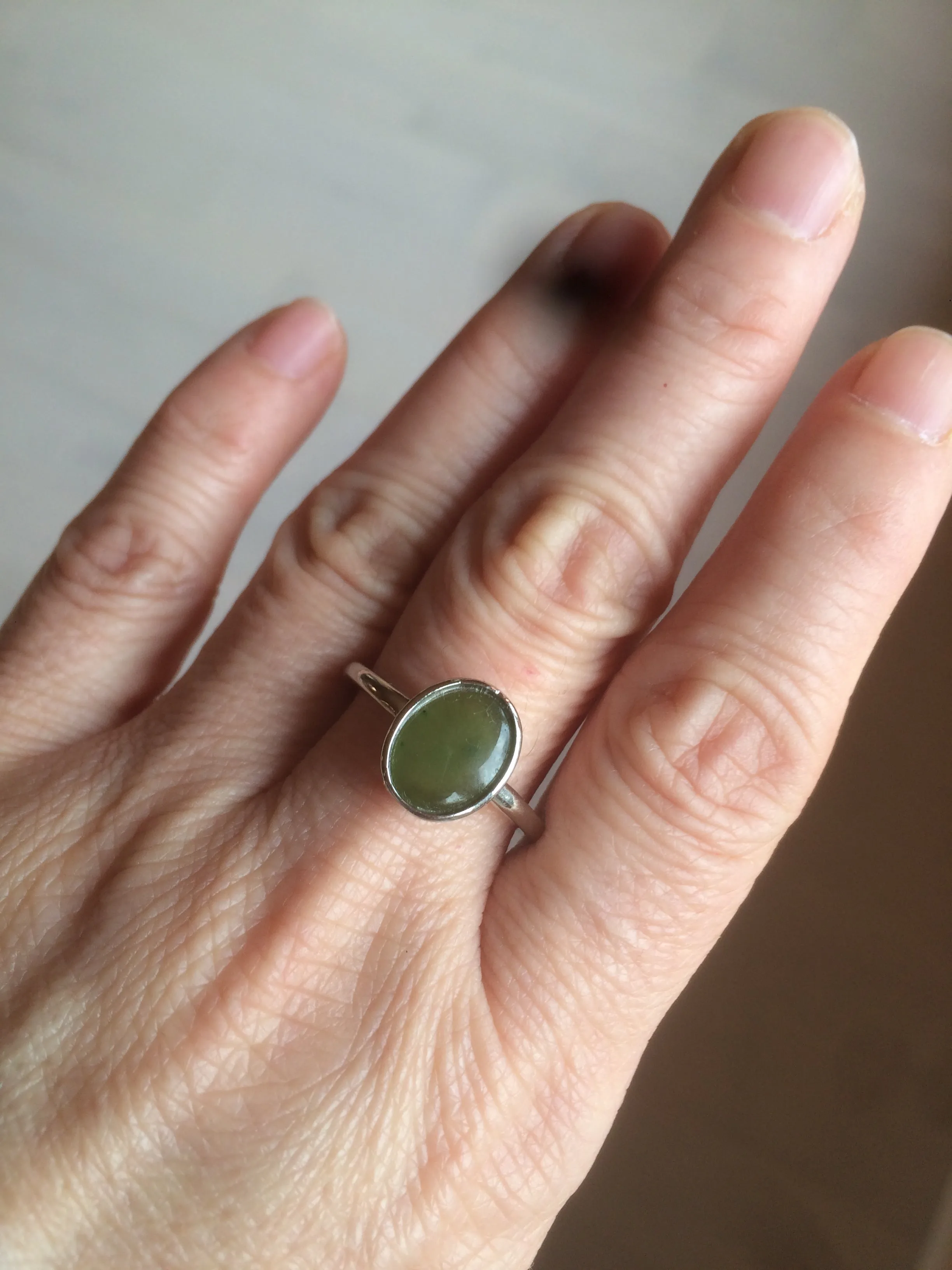 100% Natural dark green nephrite (碧玉) Hetian Jade ring HT66 (adjustable size)