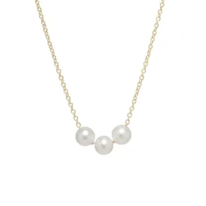 14K Gold 3 Small Pearl Necklace