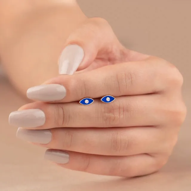 14K Solid Gold Evil Eye Studs