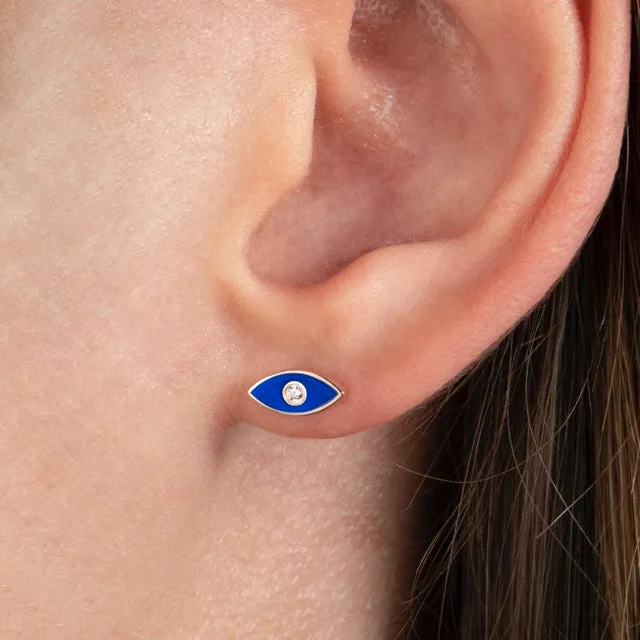 14K Solid Gold Evil Eye Studs