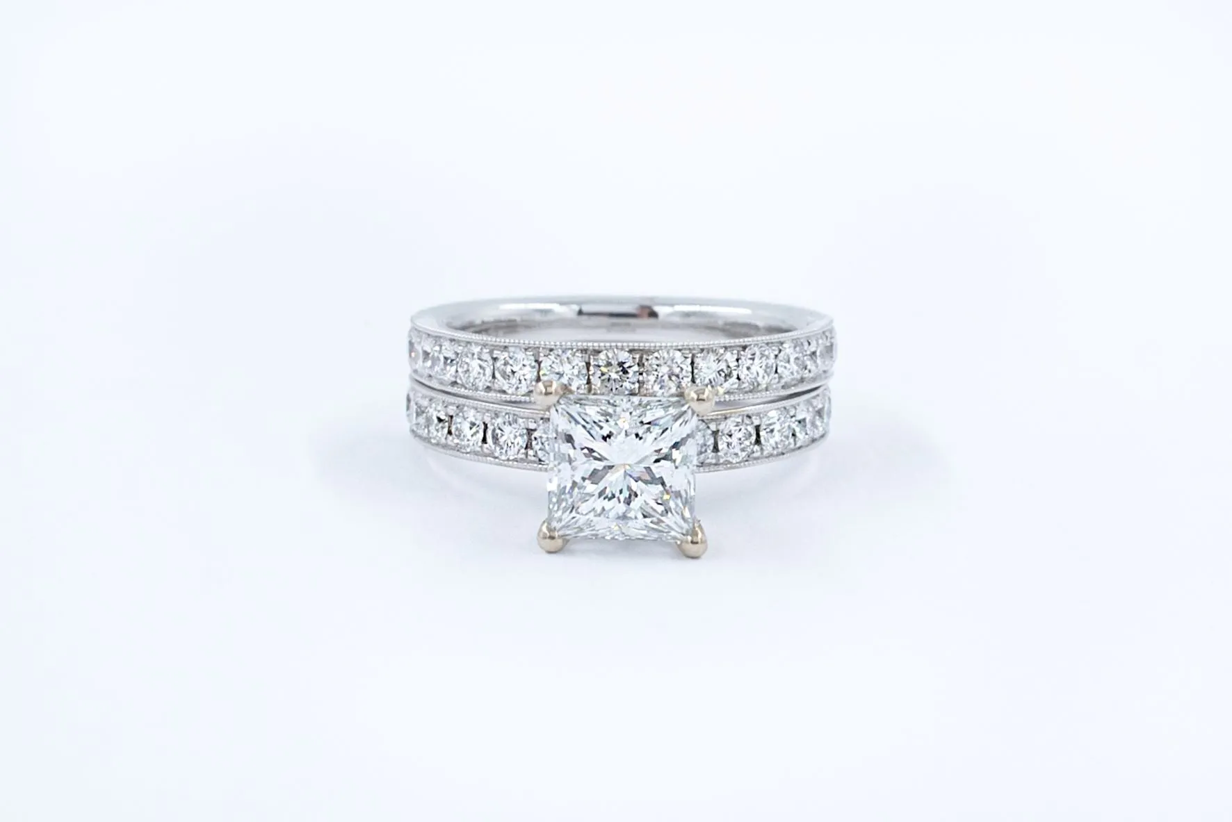 3.18 ctw Princess Diamond Wedding Set