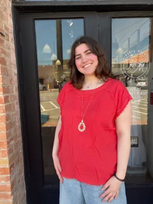 Addison Coral Stitched Blouse
