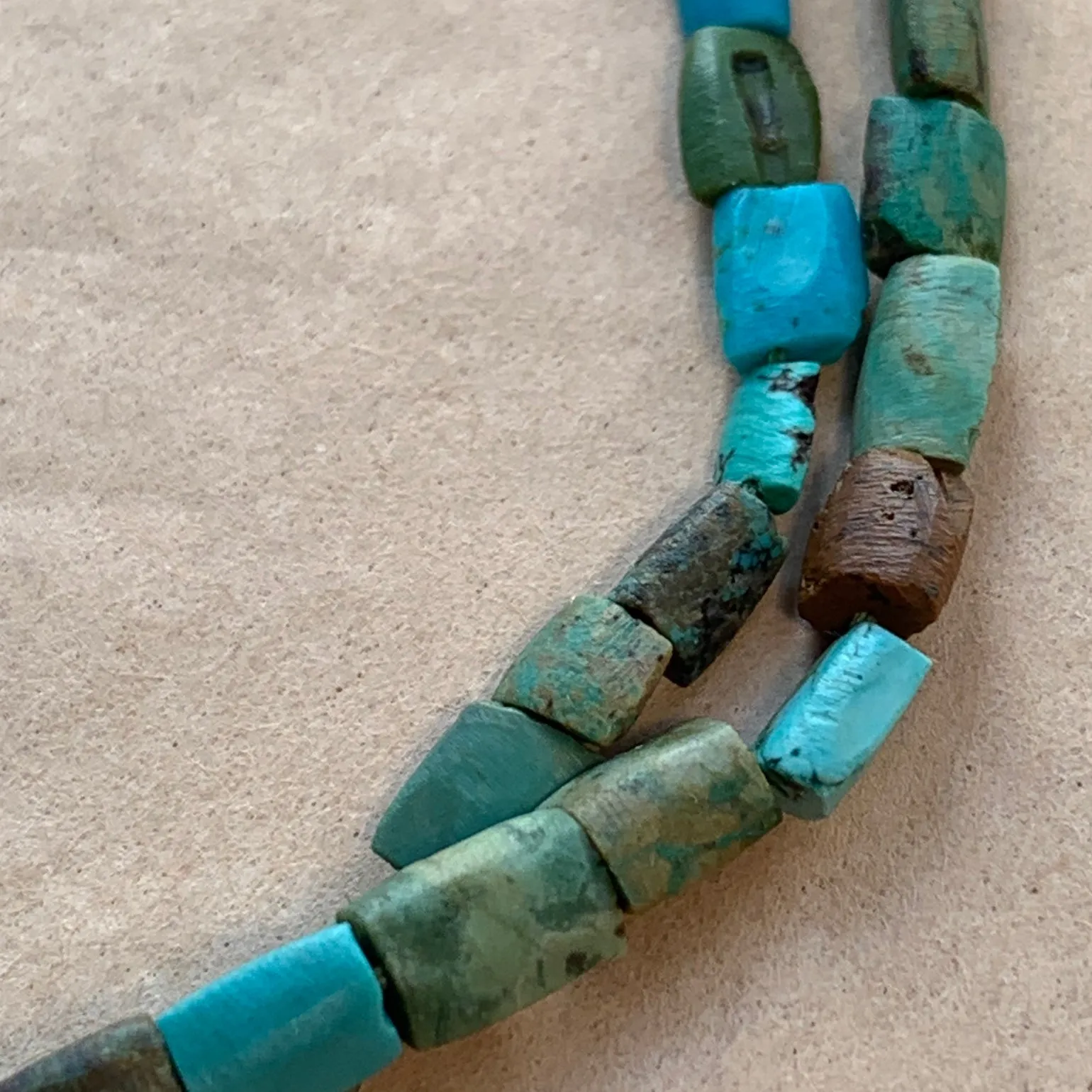 Afghan Turquoise Beads, Flat Rectangular