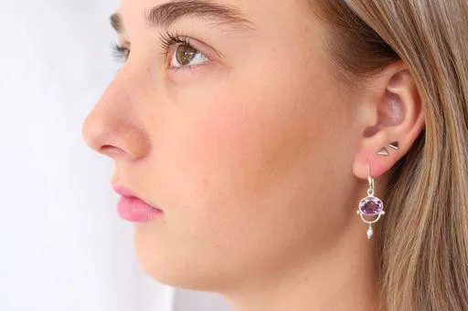 Amethyst and Pearl Elegant Earrings