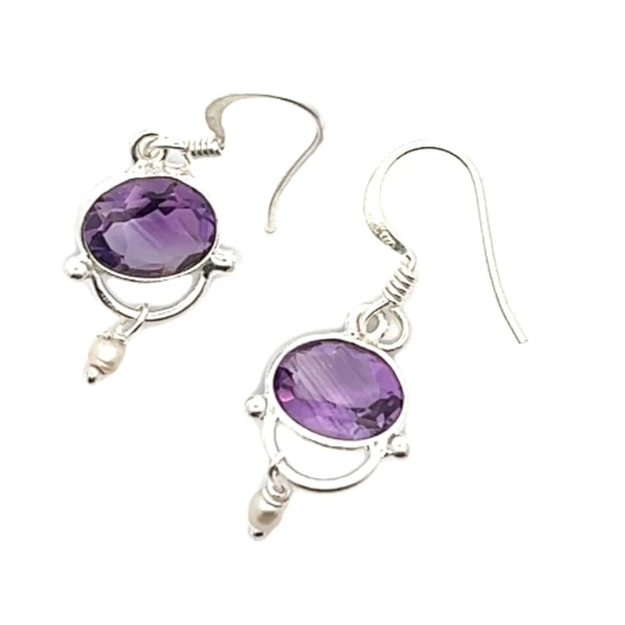 Amethyst and Pearl Elegant Earrings