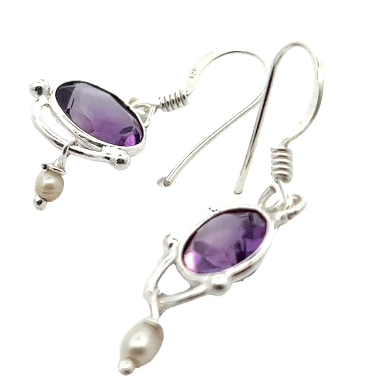 Amethyst and Pearl Elegant Earrings