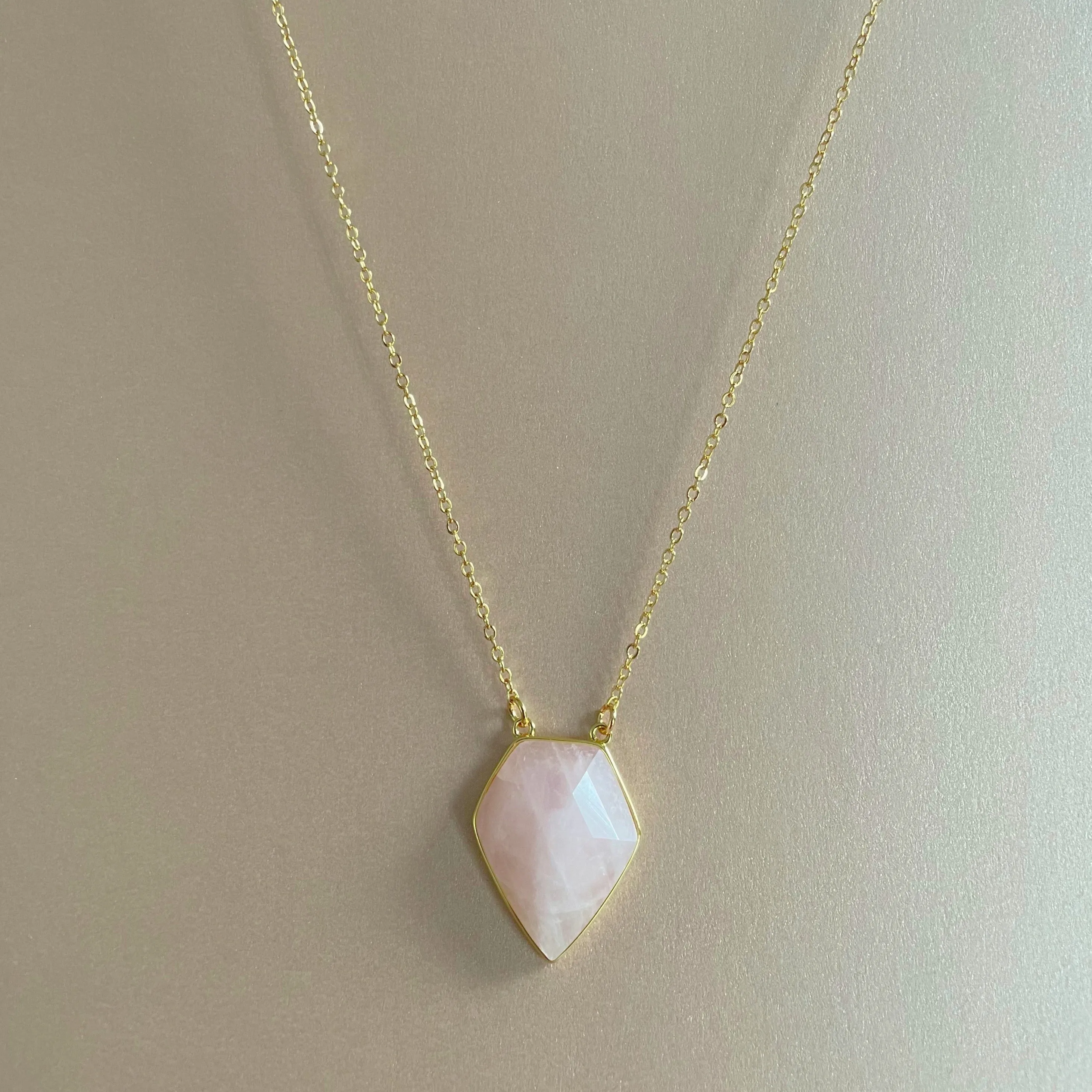 Athena Luxe Faceted Rose Quartz Necklace
