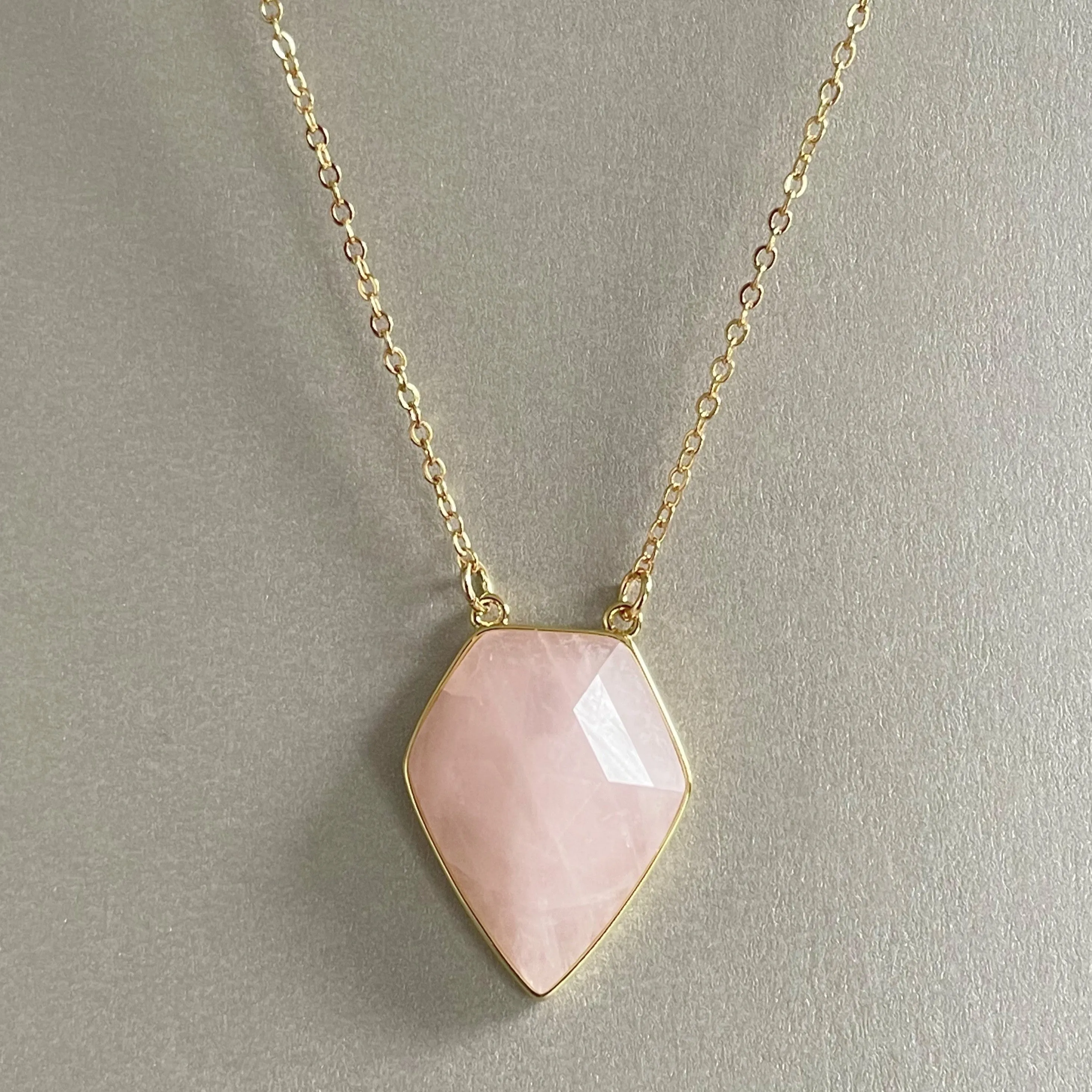 Athena Luxe Faceted Rose Quartz Necklace