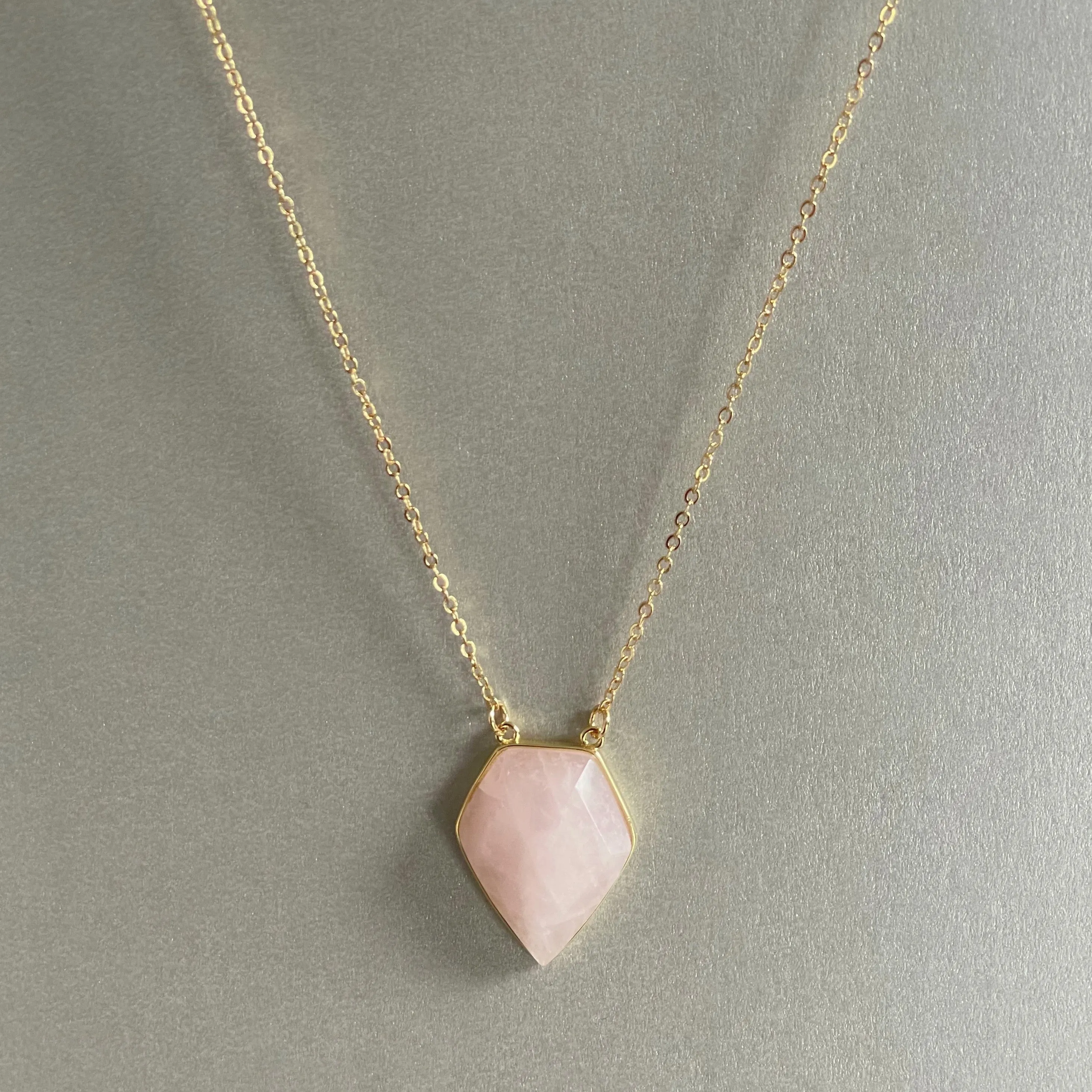 Athena Luxe Faceted Rose Quartz Necklace