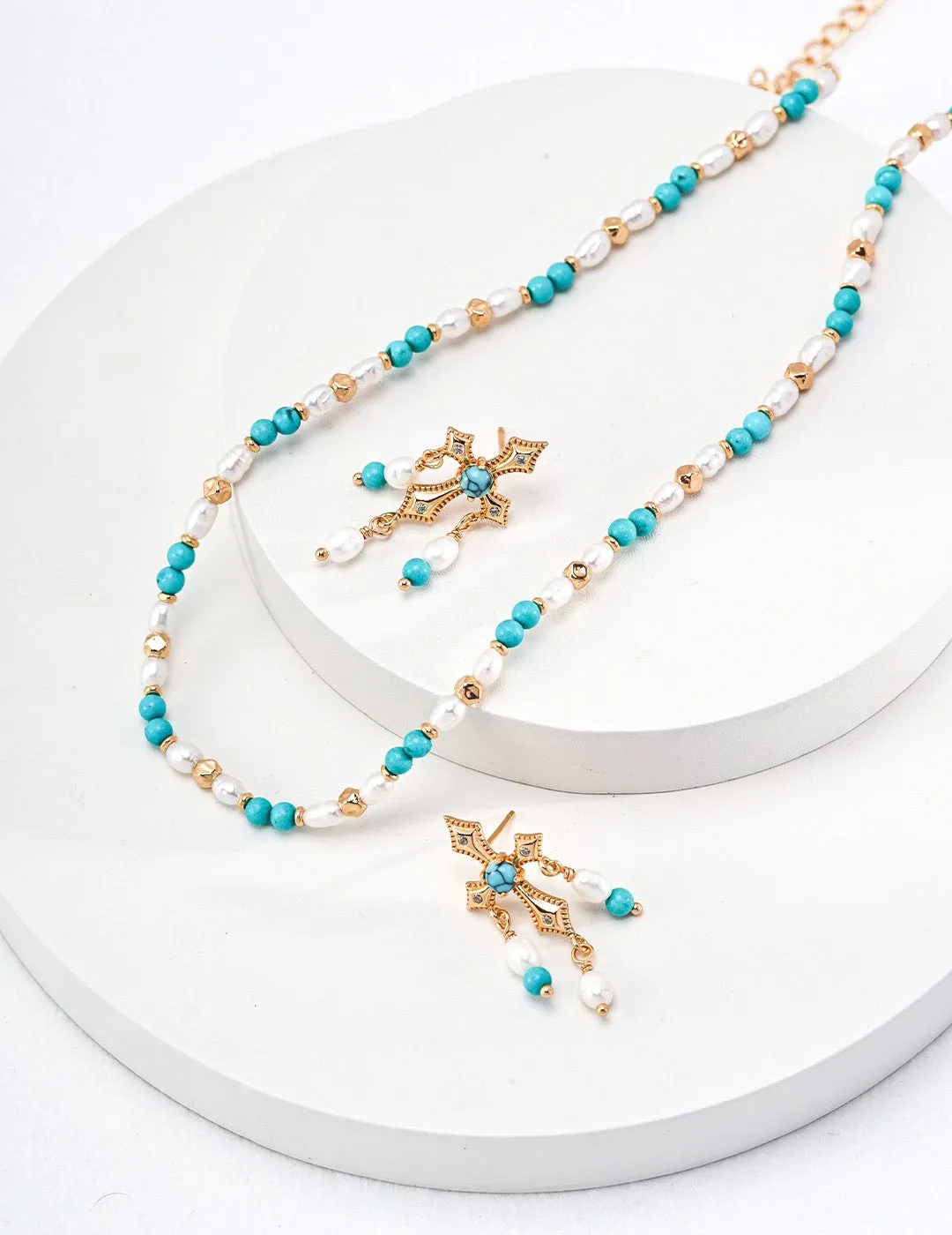 Blue Turquoise Pearl Necklace