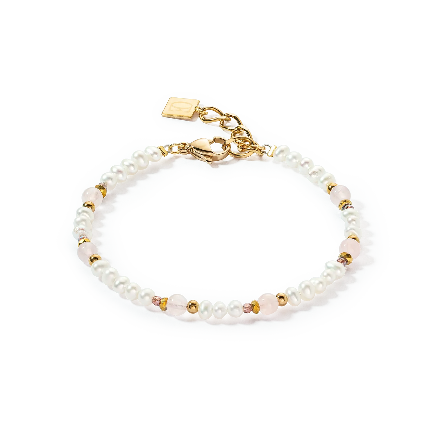 Bracelet Romantic Freshwater Pearls & Rose Quartz gold