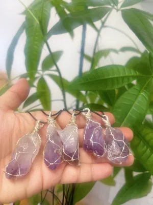 Brazilian Amethyst Point Hand Wrapped Necklace