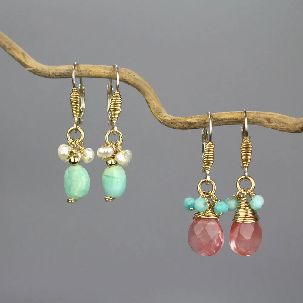 Cherry Quartz and Amazonite Jewelry Set
