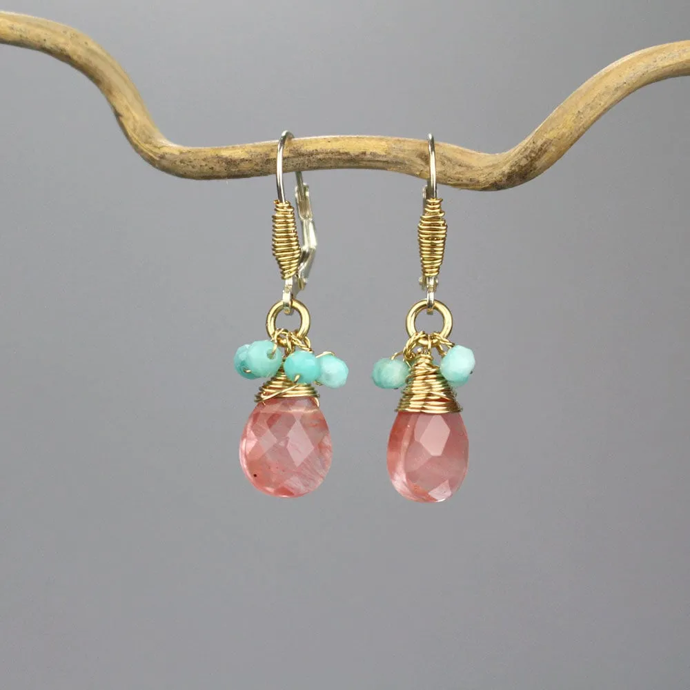 Cherry Quartz and Amazonite Jewelry Set