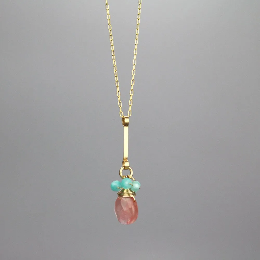Cherry Quartz and Amazonite Jewelry Set