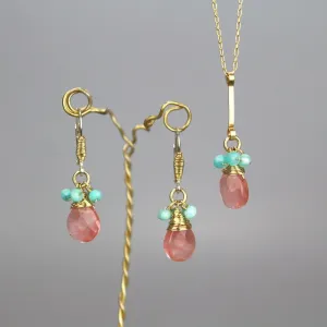 Cherry Quartz and Amazonite Jewelry Set