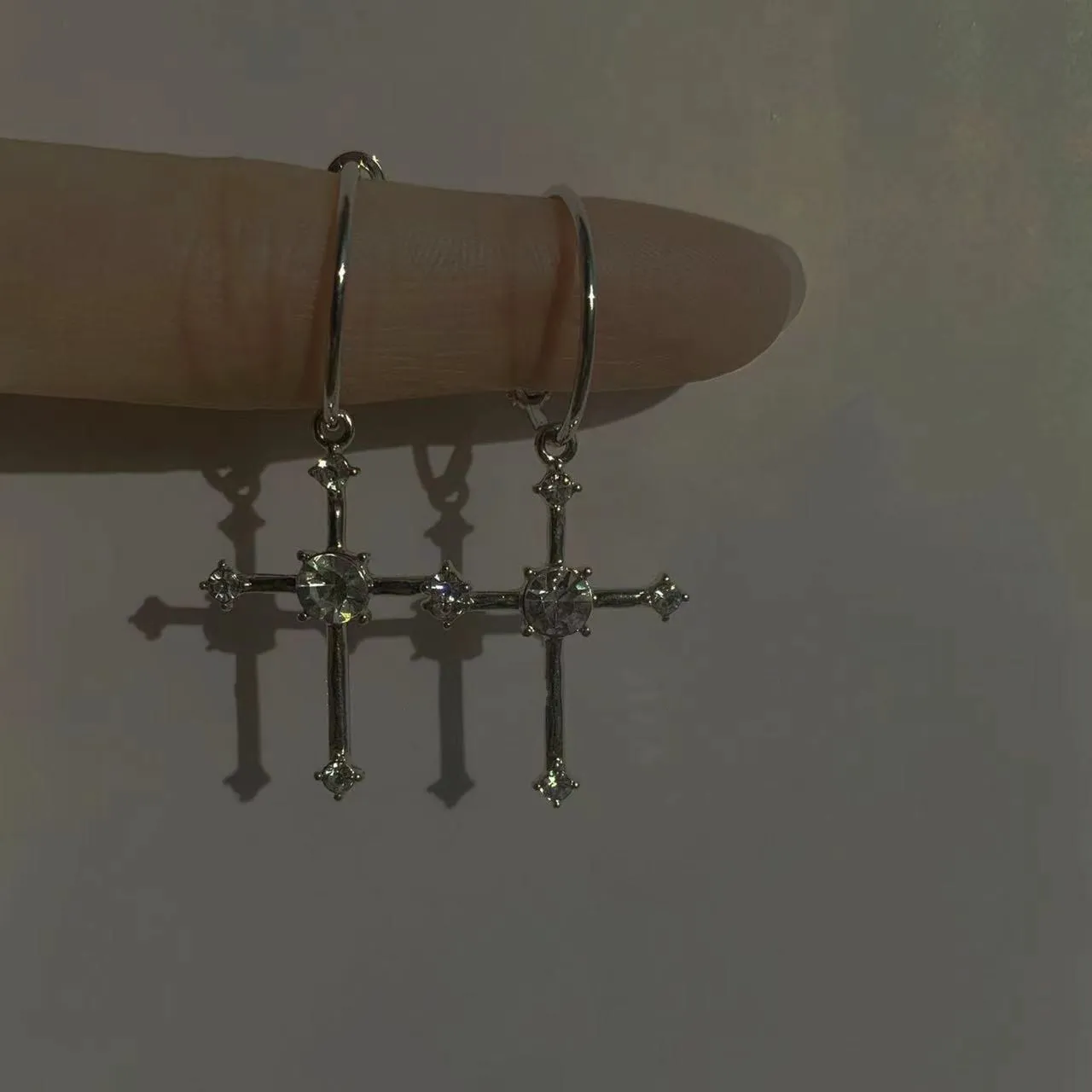 Cross Drop Stud Earrings