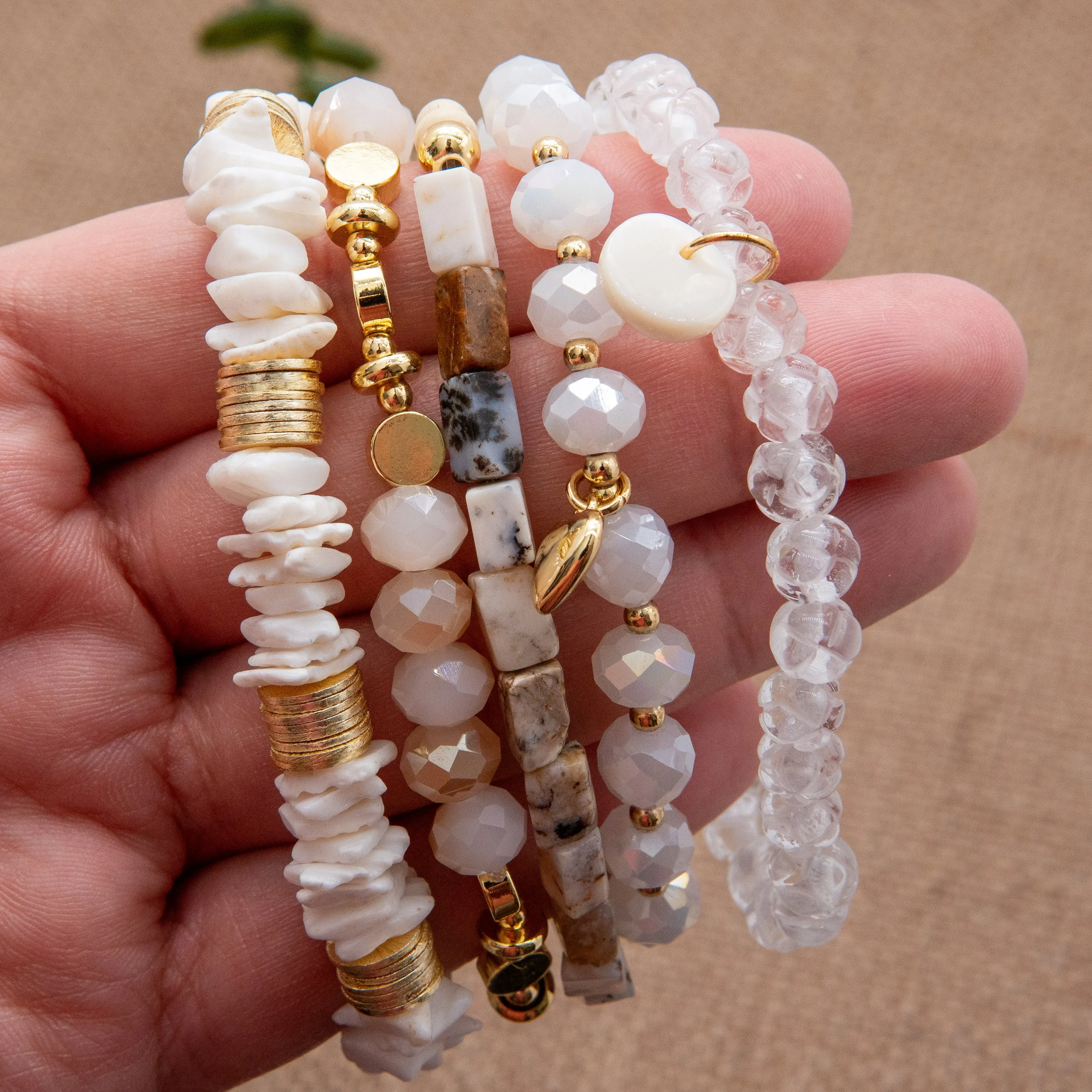 Crystal Coastal & Bridal Theme Stack Bracelet