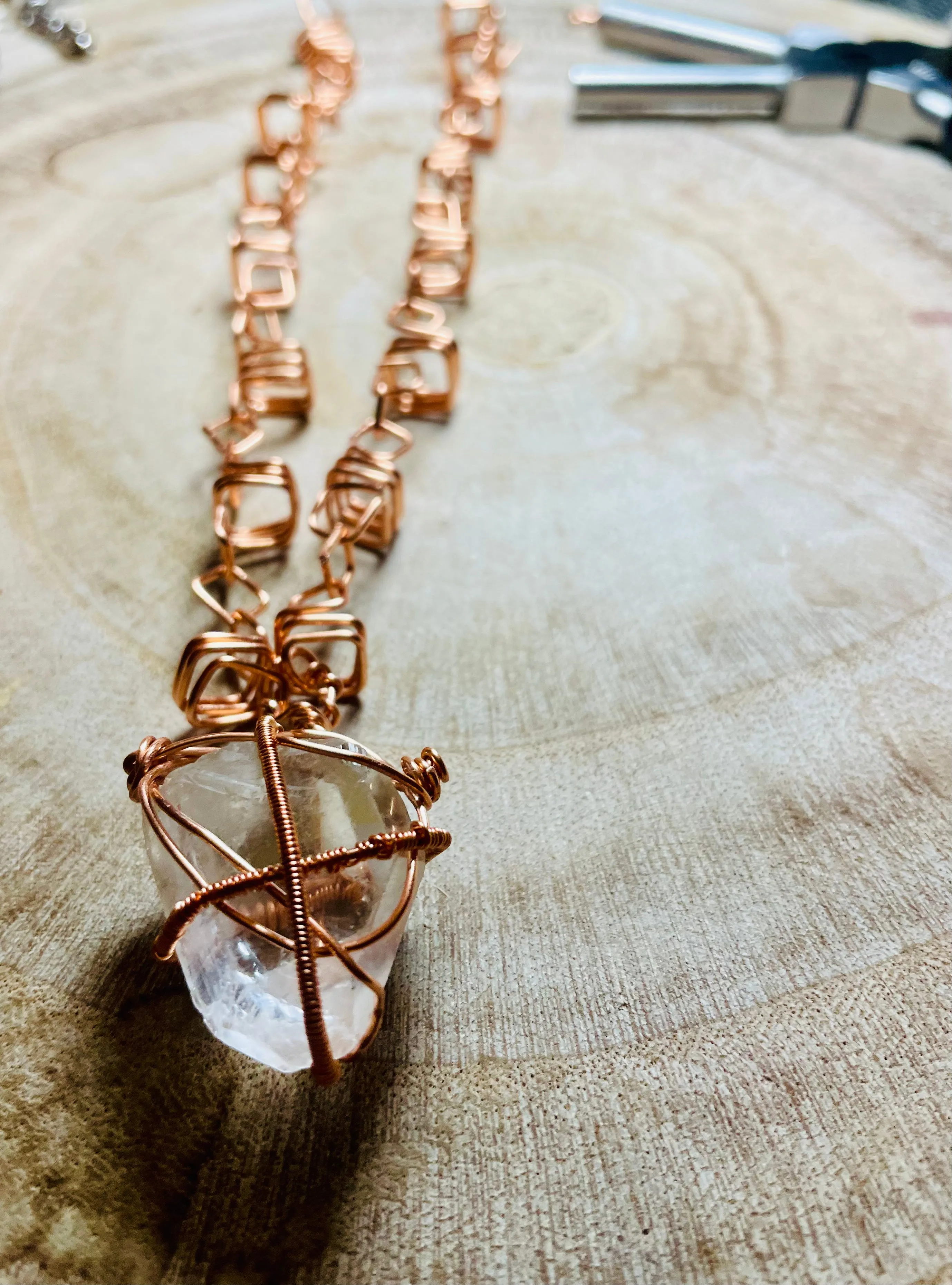 Custom Ordered Wire Wrapped Necklace and Crystal