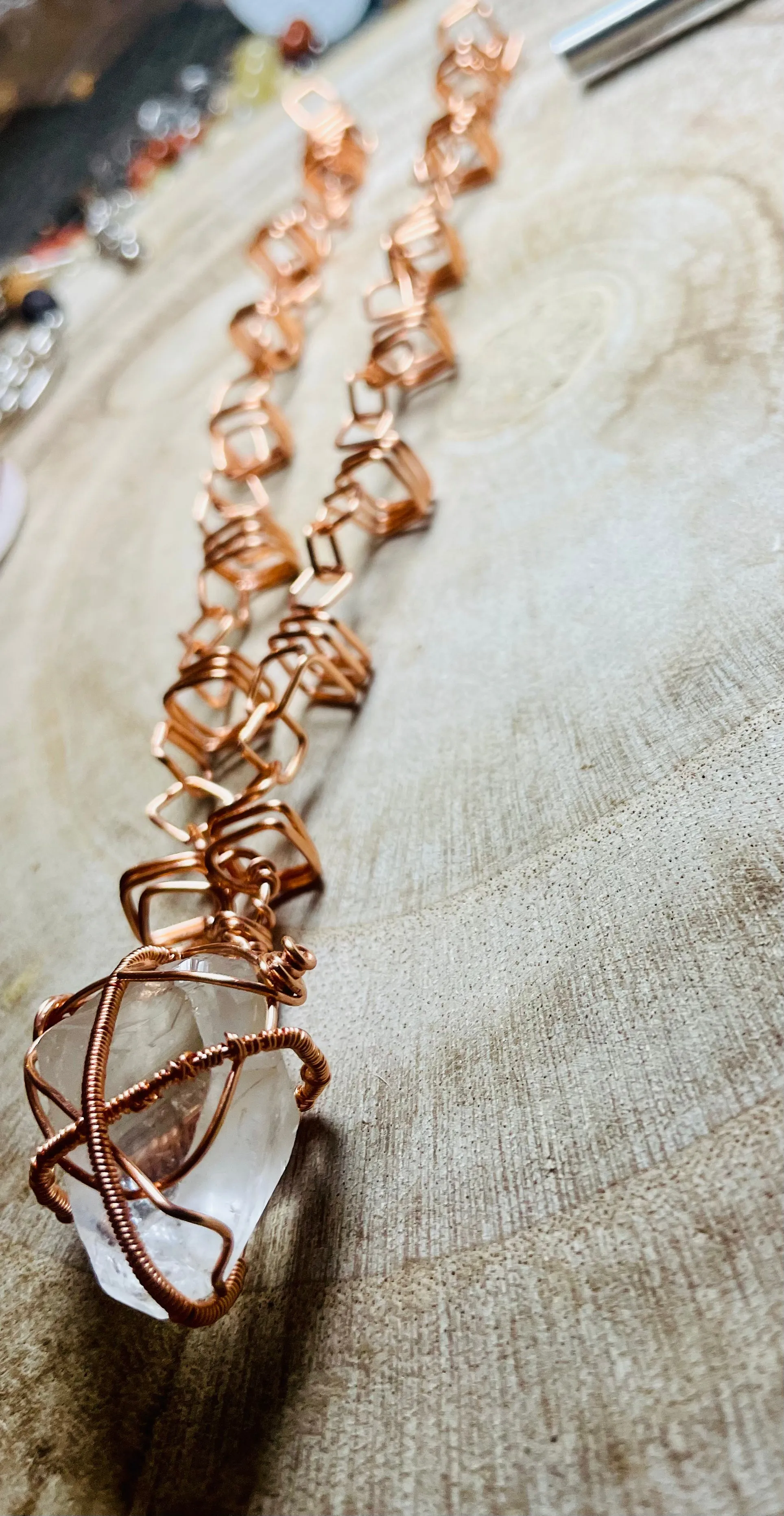 Custom Ordered Wire Wrapped Necklace and Crystal