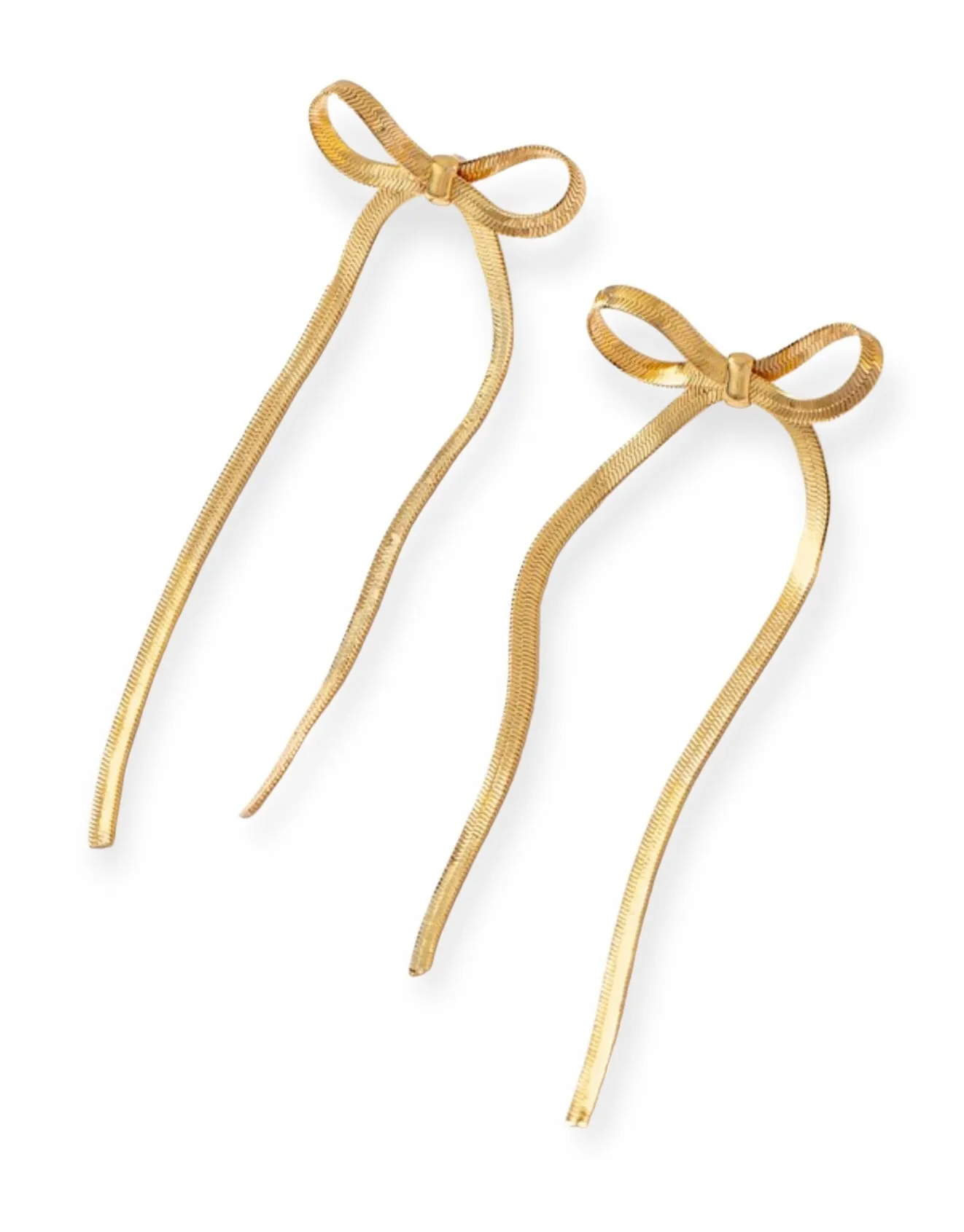 Cypress Herringbone Bow Tie Earrings