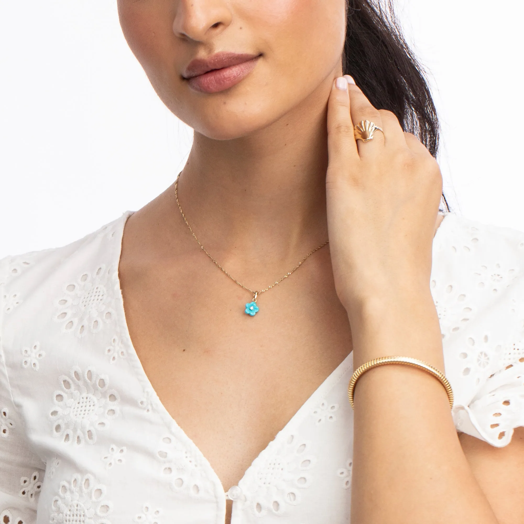 Diamond Blossom Turquoise Charm
