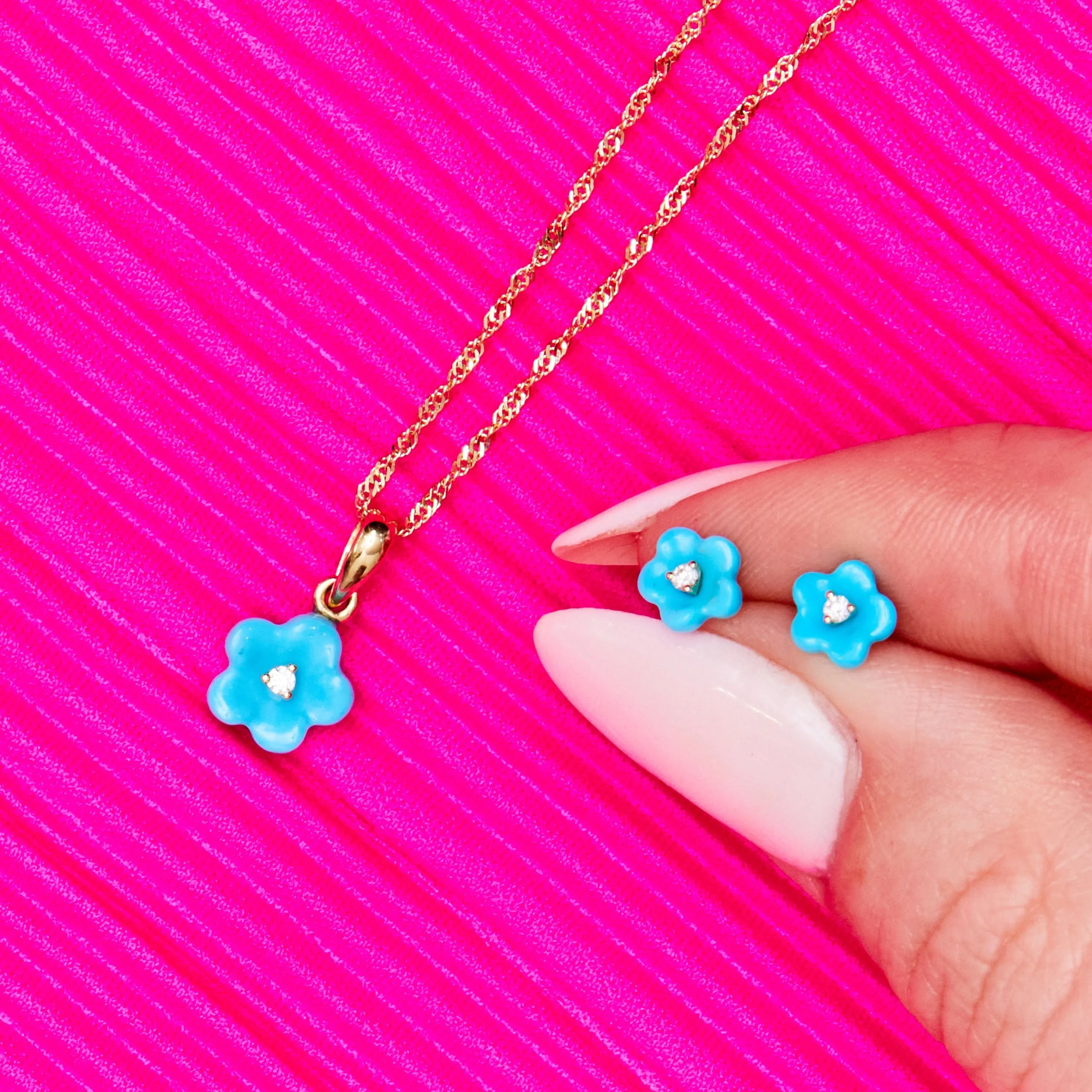 Diamond Blossom Turquoise Charm