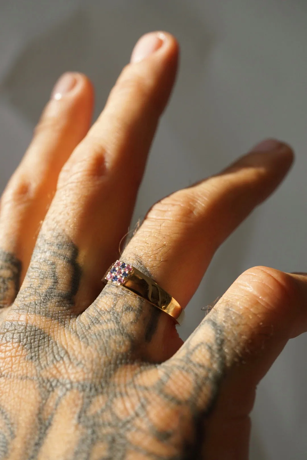 Duetto Signet Ring - Blue & Pink