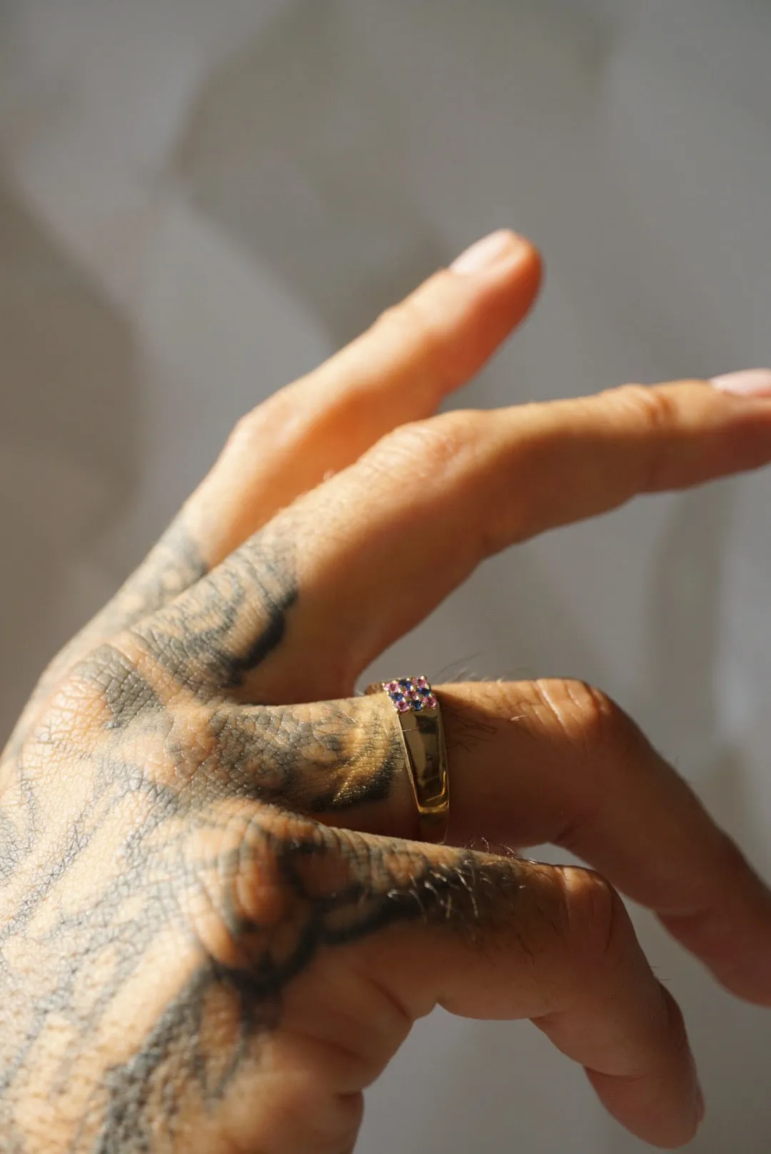 Duetto Signet Ring - Blue & Pink
