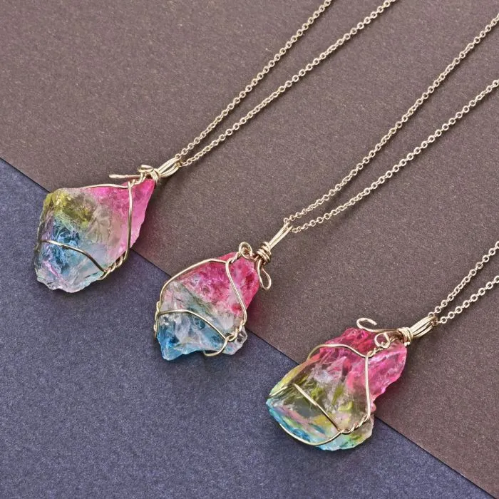 Elevate Your Spirit: Titanium Quartz Pendant Necklace in Stainless Steel - Ancient Infusions