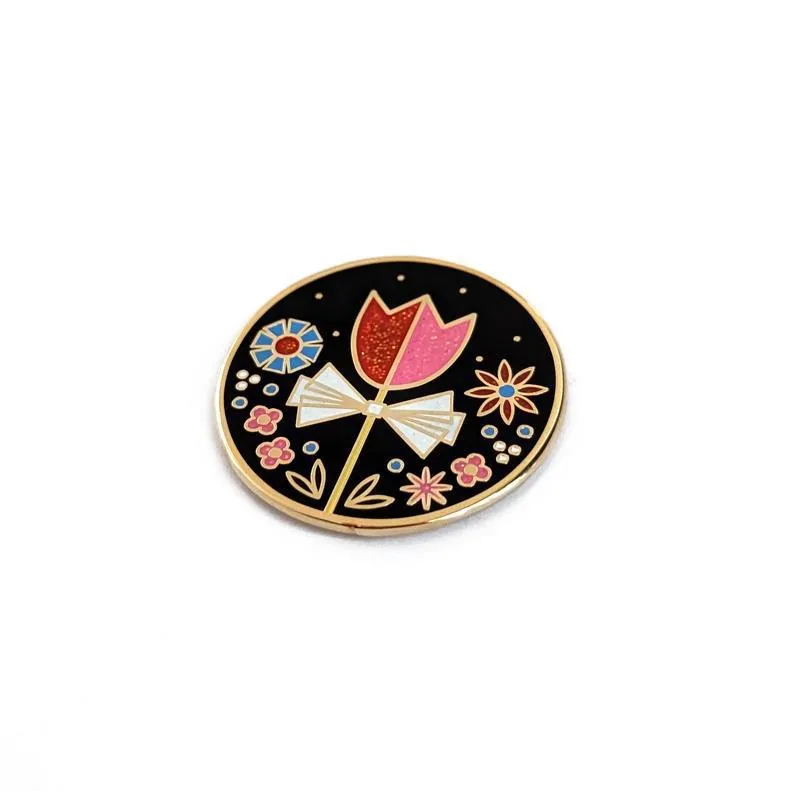 Enamel Pin - Tulip and Flowers by Amber Leaders Designs