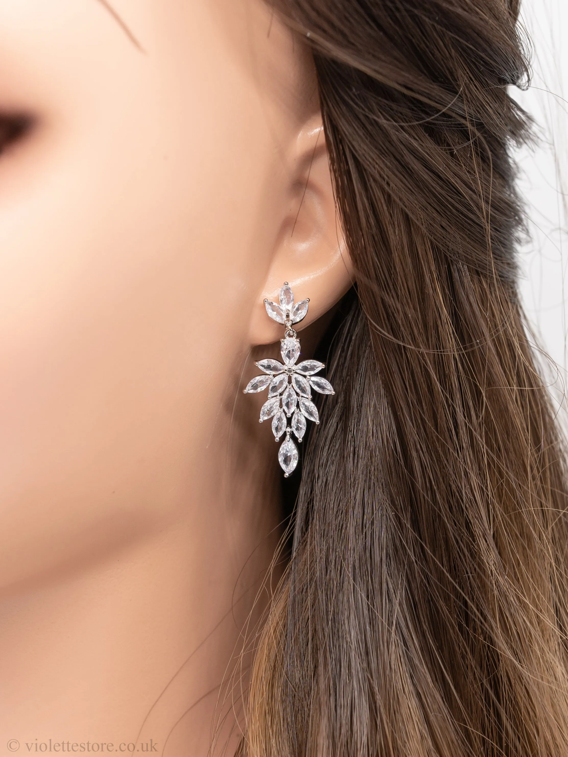 Evelyn CZ Silver Earrings