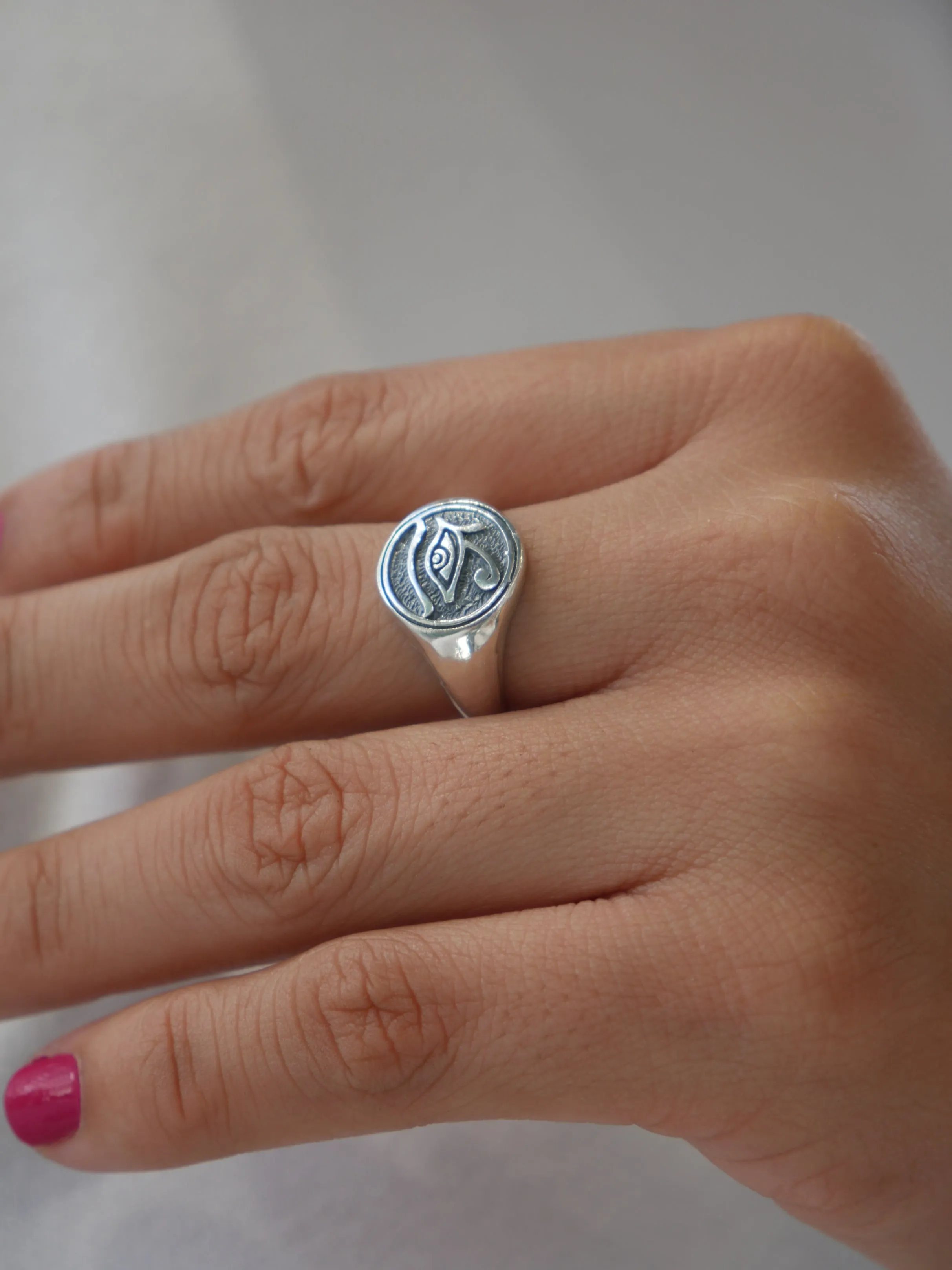 Eye of Horus Silver Ring, .925 Sterling Silver Waterproof Luxury Signet Ring