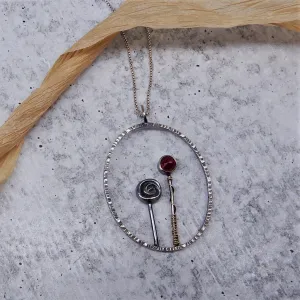 Flowers with Gemstone and Gold Necklace