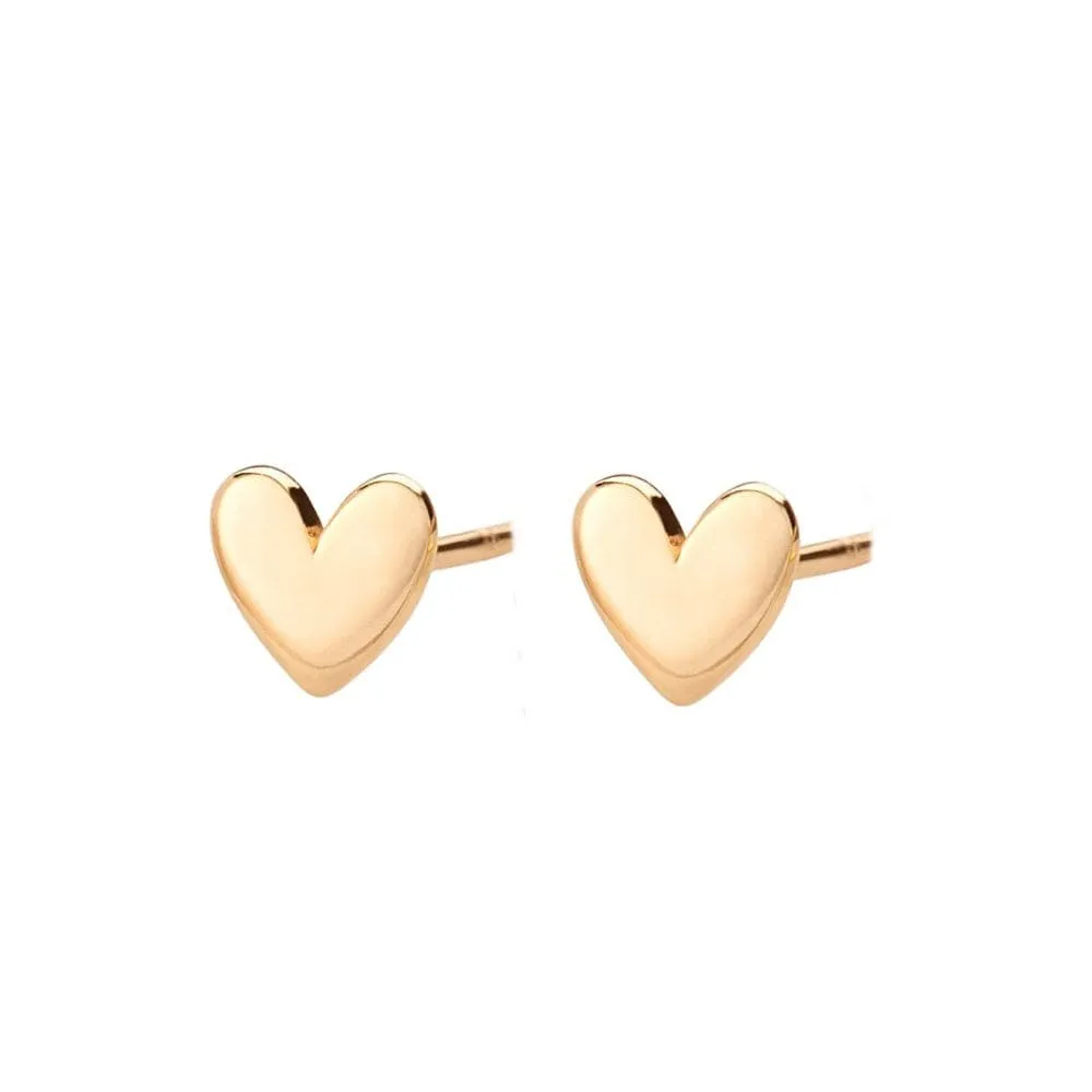 Gold Plated Heart Stud Earrings
