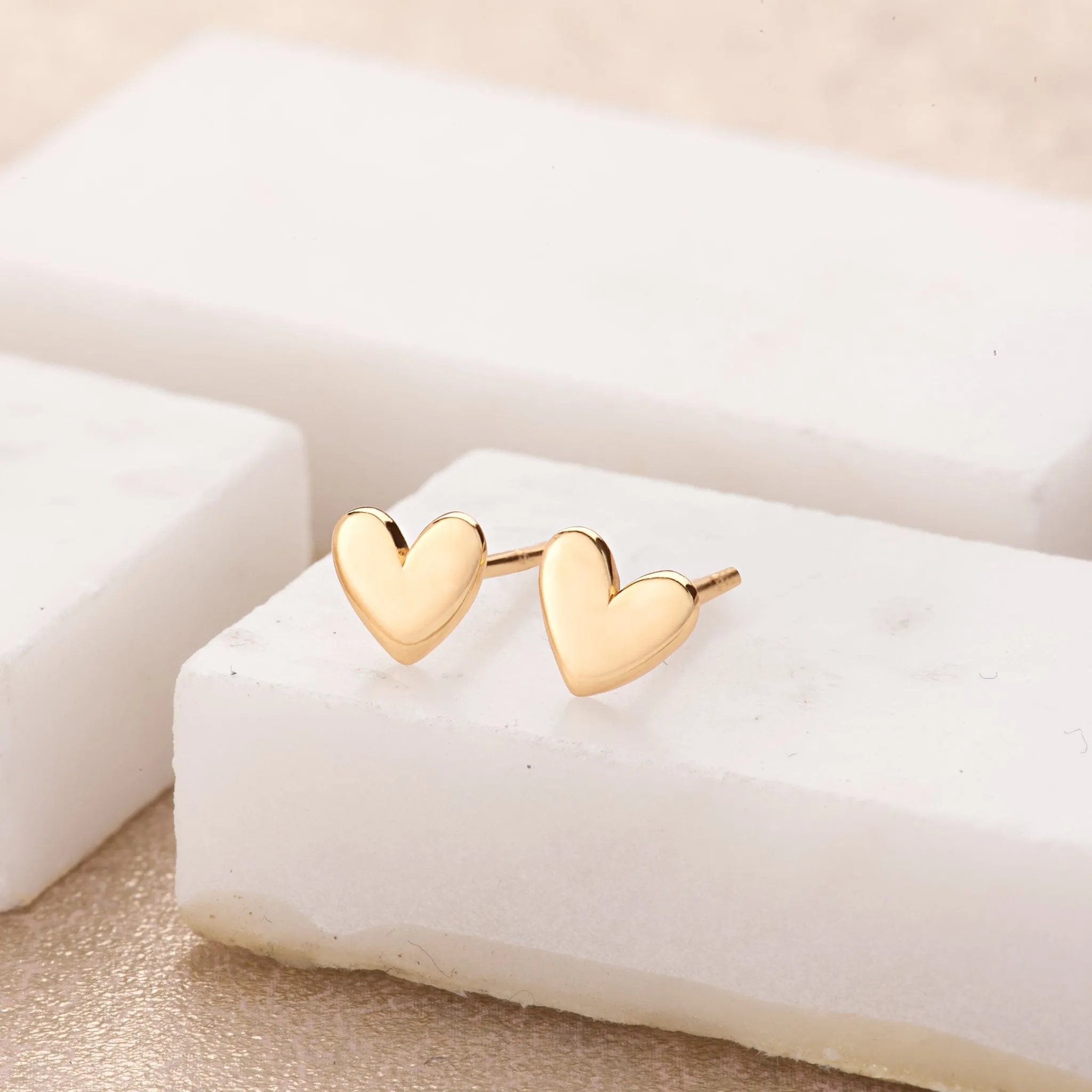 Gold Plated Heart Stud Earrings