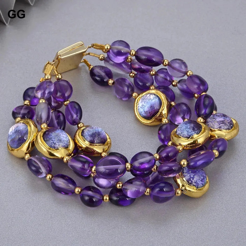 GuaiGuai Jewelry 4Rows Natural Purple Amethyst Bracelet