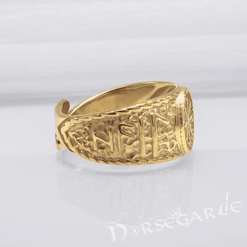 Handcrafted Helm of Awe Signet Ring - Gold