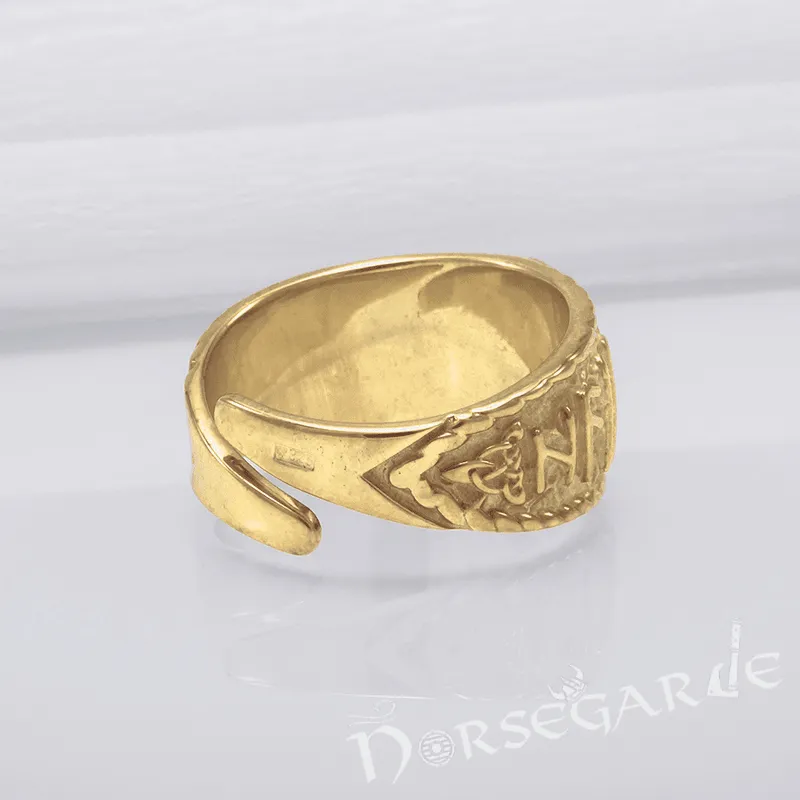 Handcrafted Helm of Awe Signet Ring - Gold