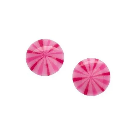 Hot Pink Firework Lucite Disc Stud Earrings