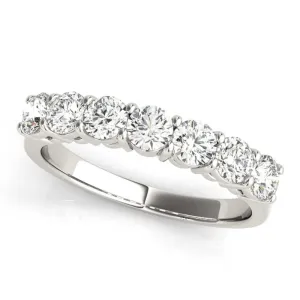 JewelMore 0.50 Carat (ctw) 14K White Gold White Diamond Ladies 7 Stone Bridal Wedding Band Anniversary Ring 1/2 CT