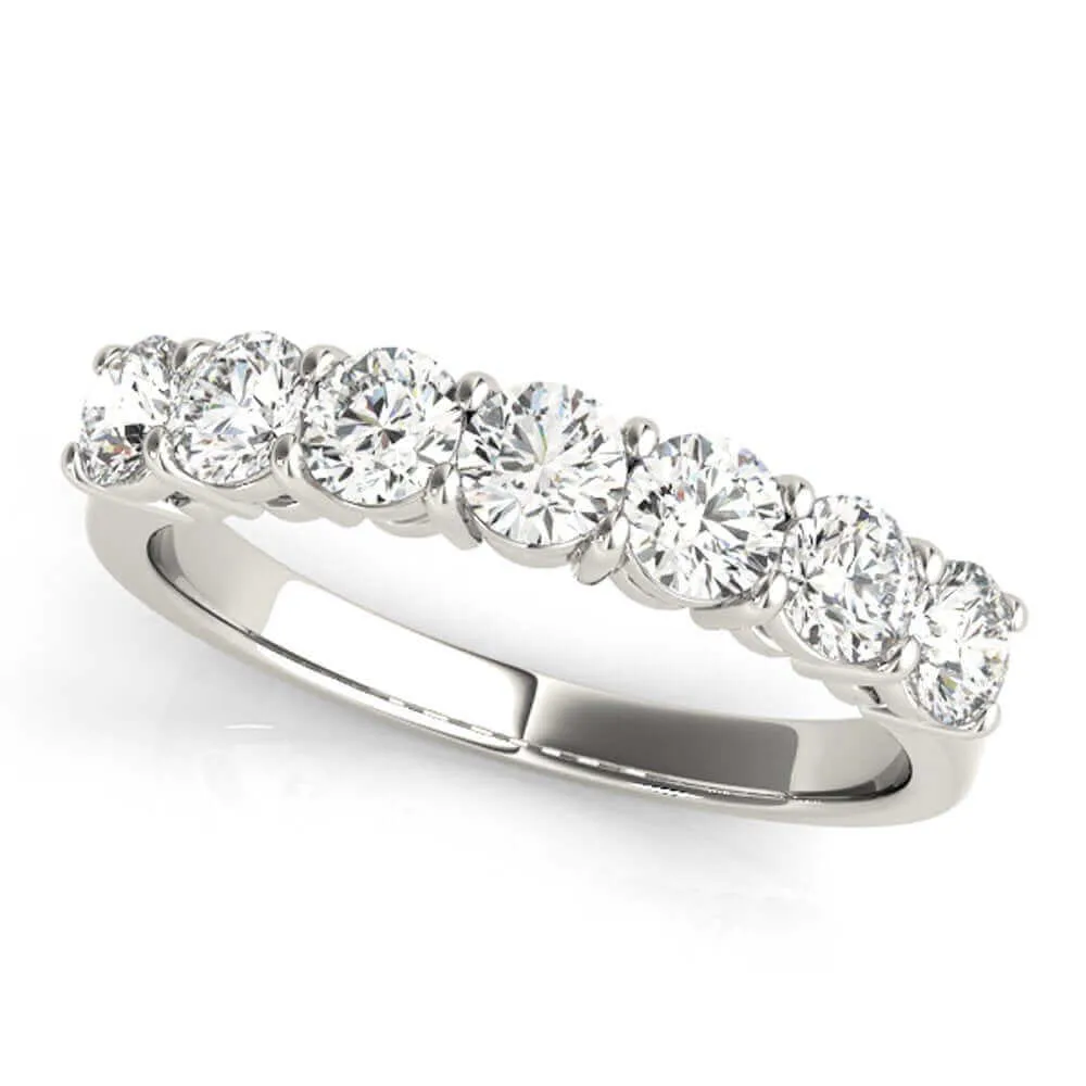 JewelMore 0.50 Carat (ctw) 14K White Gold White Diamond Ladies 7 Stone Bridal Wedding Band Anniversary Ring 1/2 CT