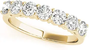 JewelMore 0.50 Carat (ctw) 14K White Yellow White Diamond Ladies 7 Stone Bridal Wedding Band Anniversary Ring 1/2 CT