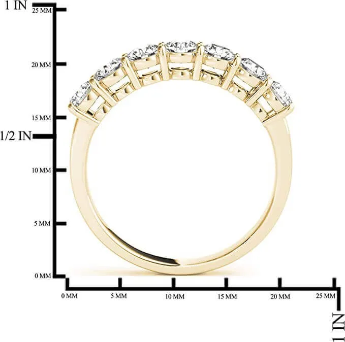 JewelMore 0.50 Carat (ctw) 14K White Yellow White Diamond Ladies 7 Stone Bridal Wedding Band Anniversary Ring 1/2 CT