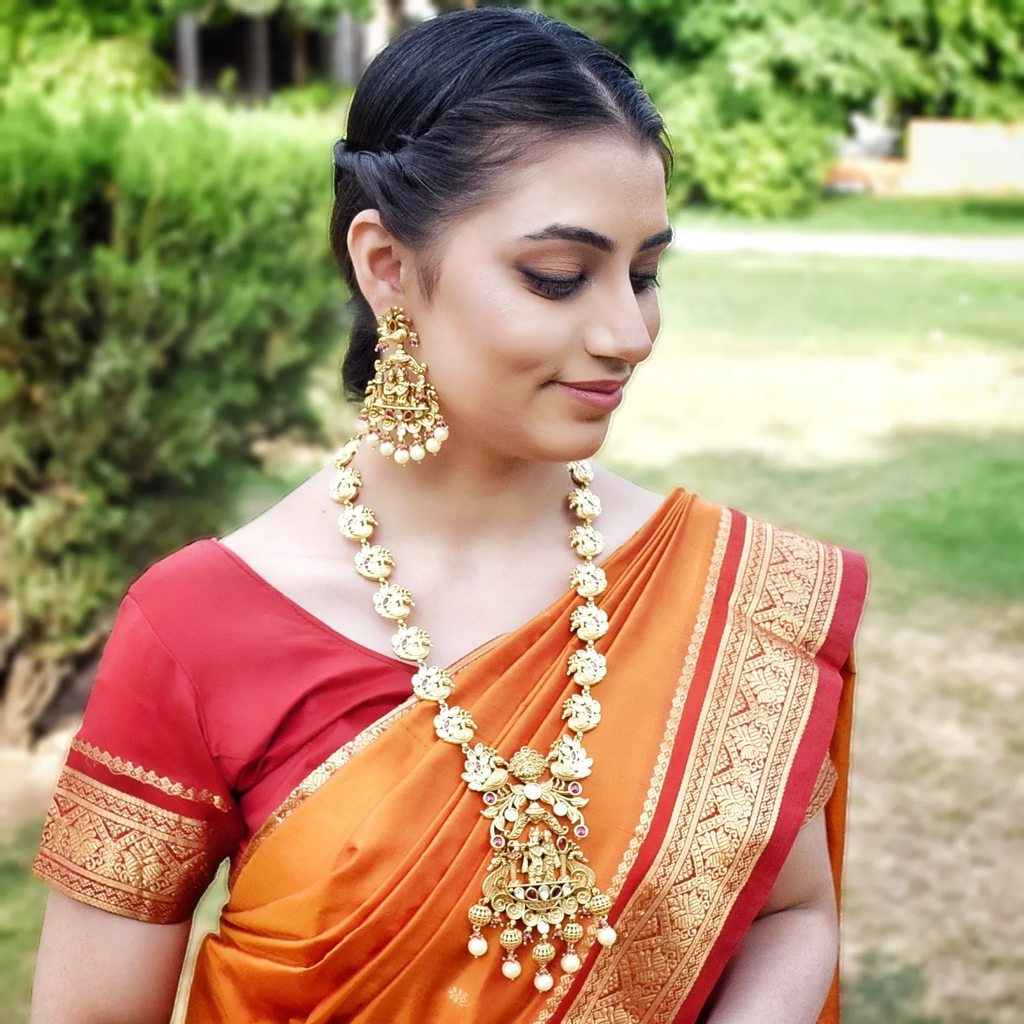 Krishna Radha Long Temple Necklace Set 5743-83