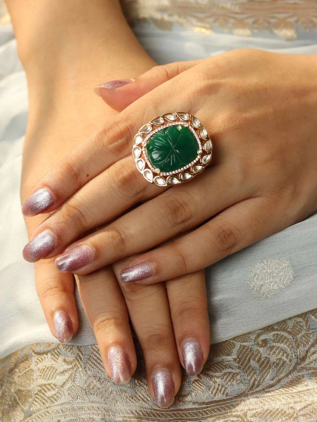 Kundan Ruby Ring Red