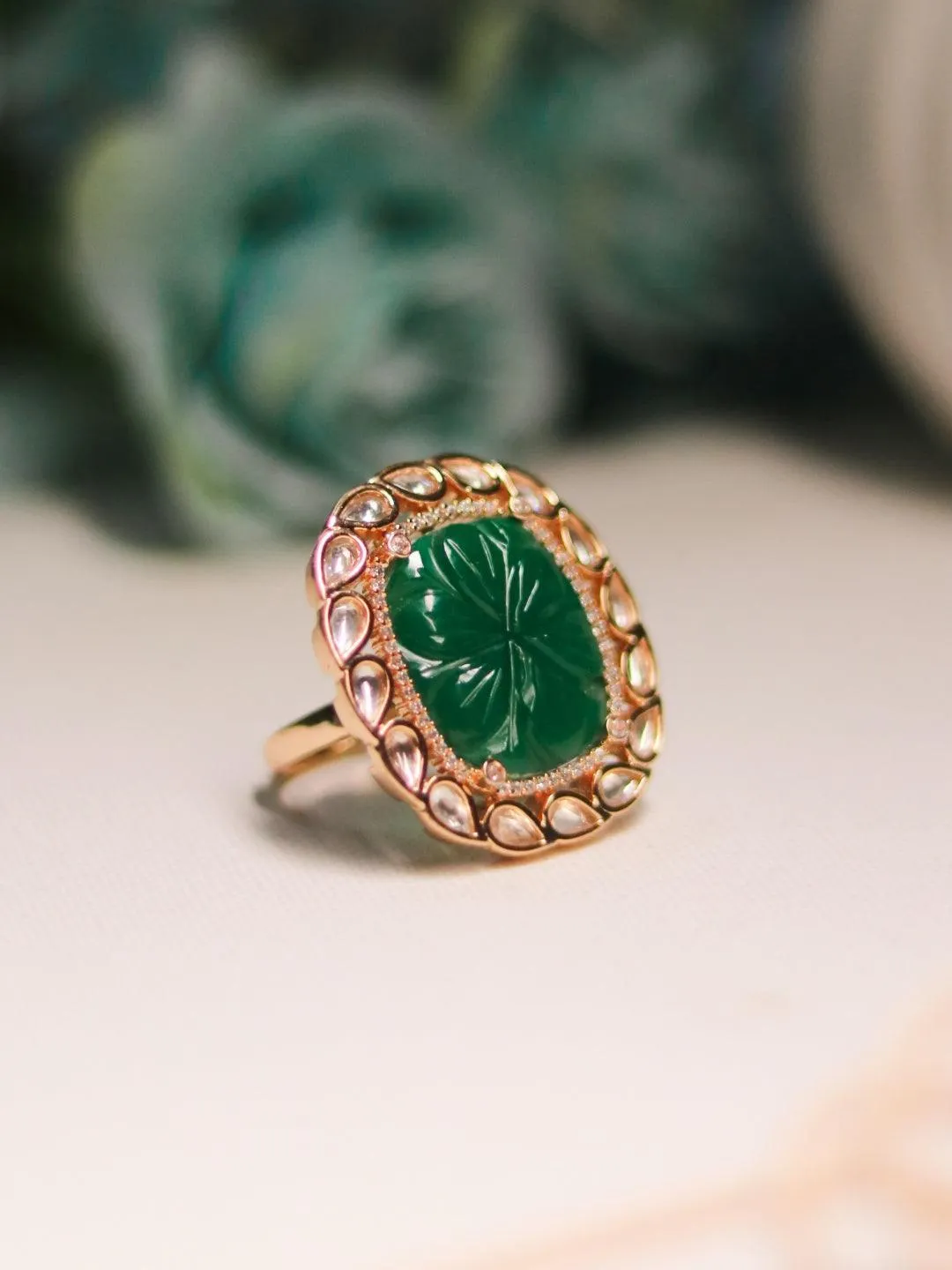 Kundan Ruby Ring Red