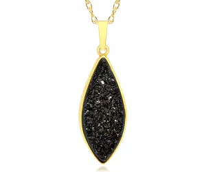 Marquise Black Druzy 14k Vermeil Necklace