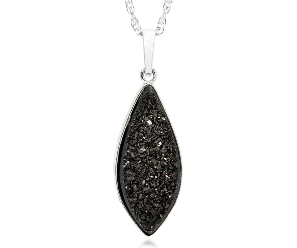 Marquise Black Druzy Necklace
